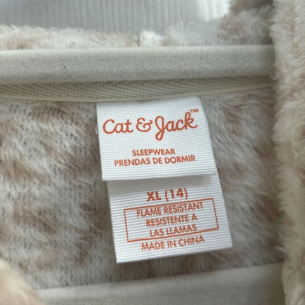 NWT Cat & Jack Girls Union Suit Pajamas XL 14 Off White One Piece Sleepwear - Picture 8 of 16